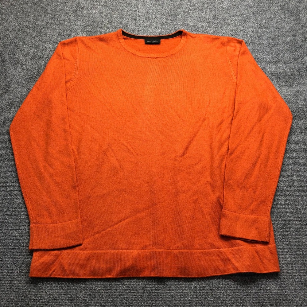 Burton Mens XL Orange Crew Neck Long Sleeve Lightweight Knit Sweater